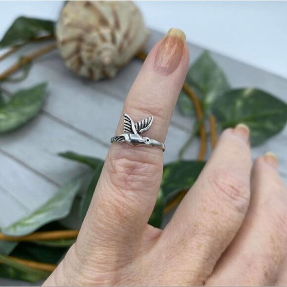 Flying Bird Sterling Silver Toe Ring Midi Ring - Picture 3 of 4